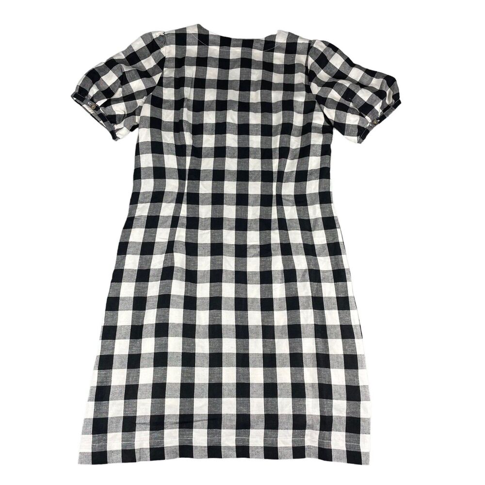 LOFT Dress Womens 8P Petite Black White Plaid Button V-Neck Checkered Casual NWT - Picture 2 of 10